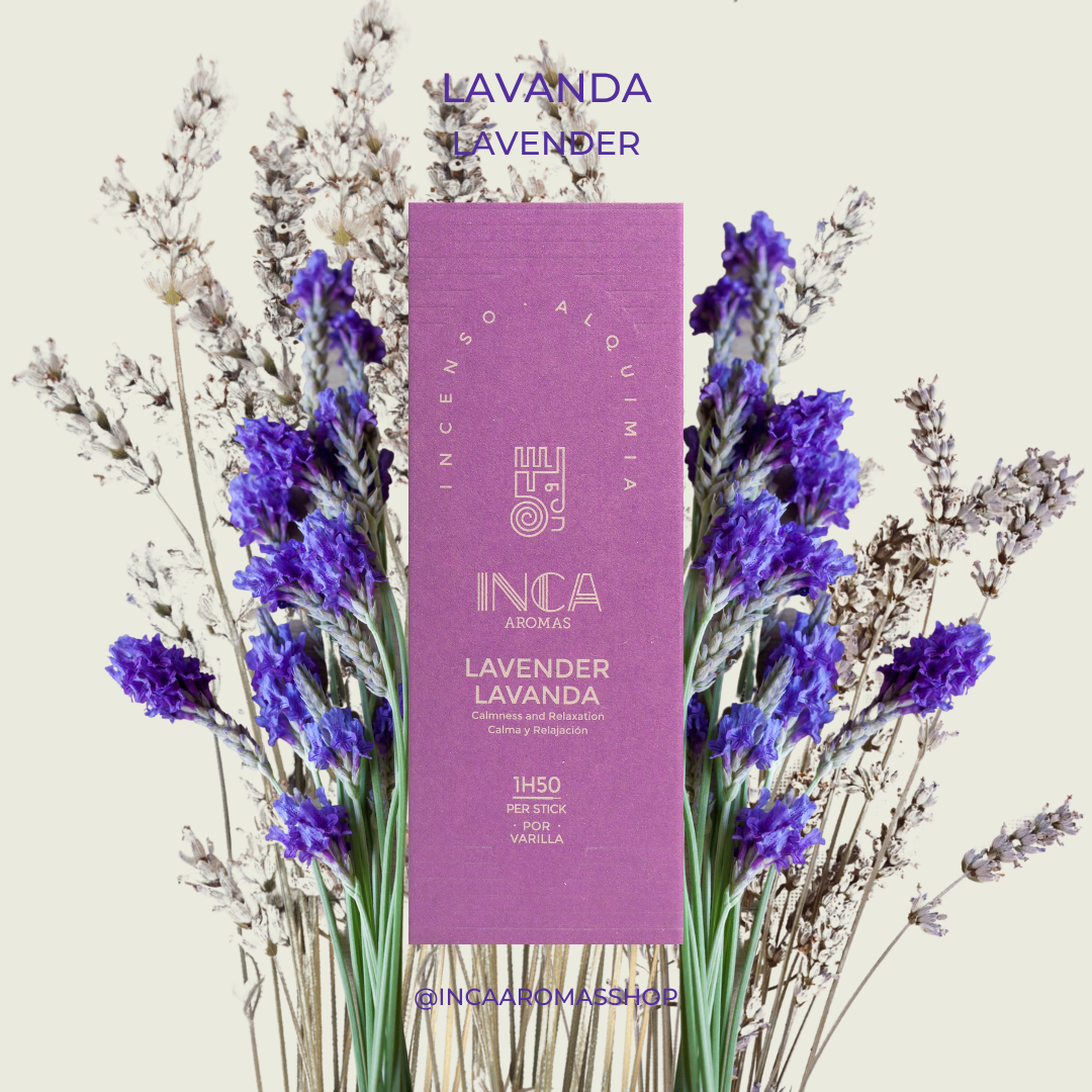 Inca Aromas Shop - incienso lavanda caja con 9 varillas de 2 horas cada